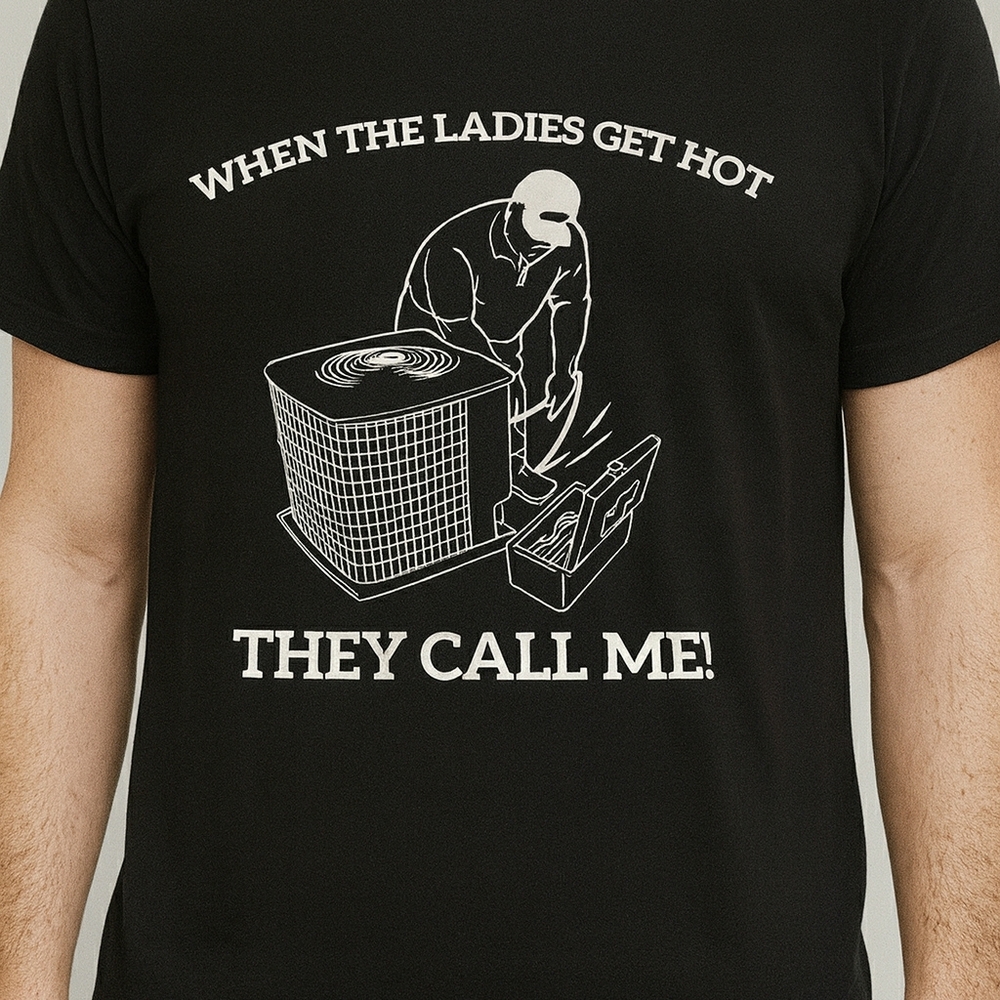 Men's Black Graphic Tee with White HVAC Print